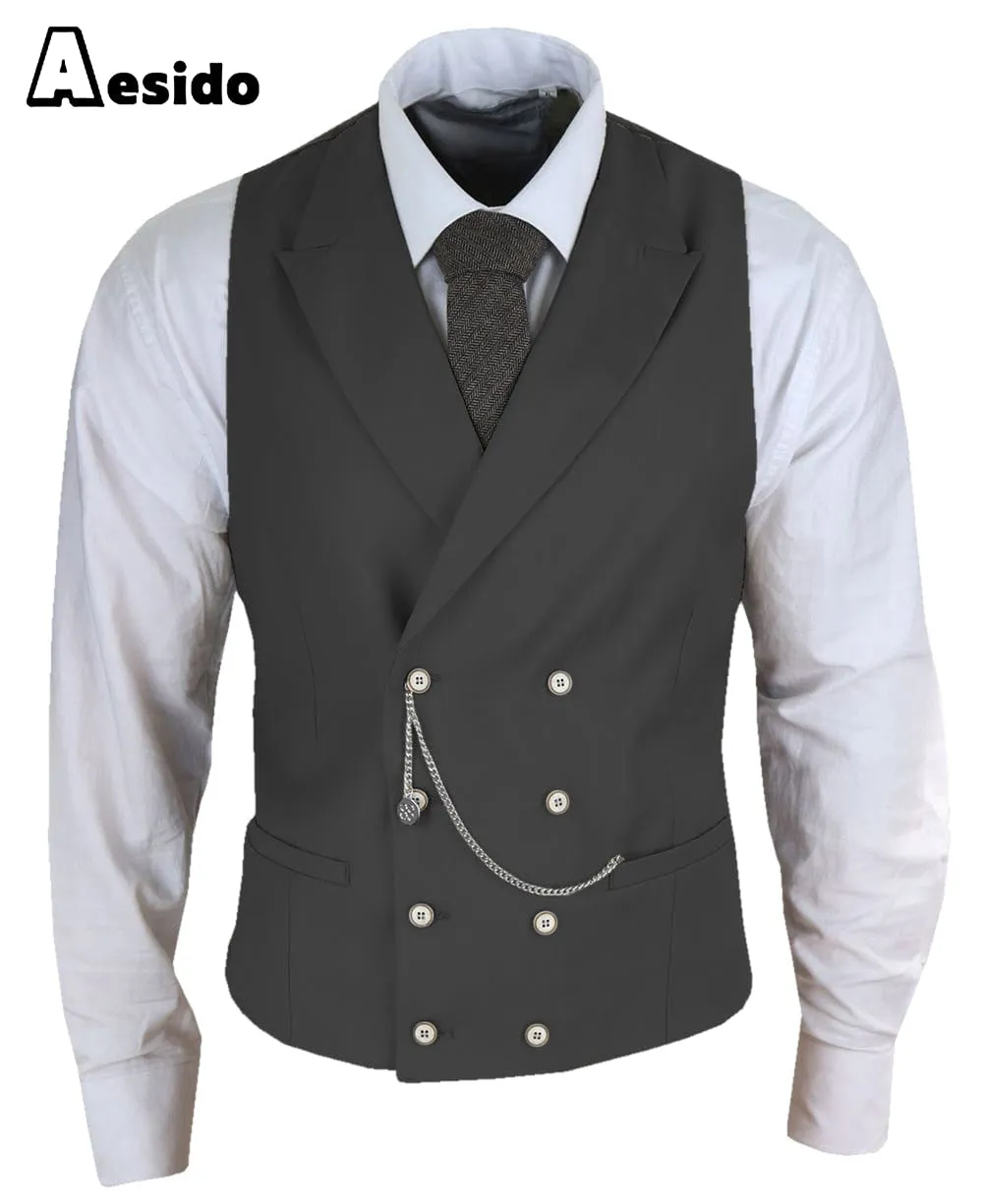 Men's Double Breasted Peak Lapel Waistcoat