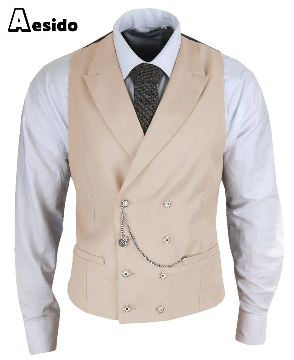 Men's Double Breasted Peak Lapel Waistcoat