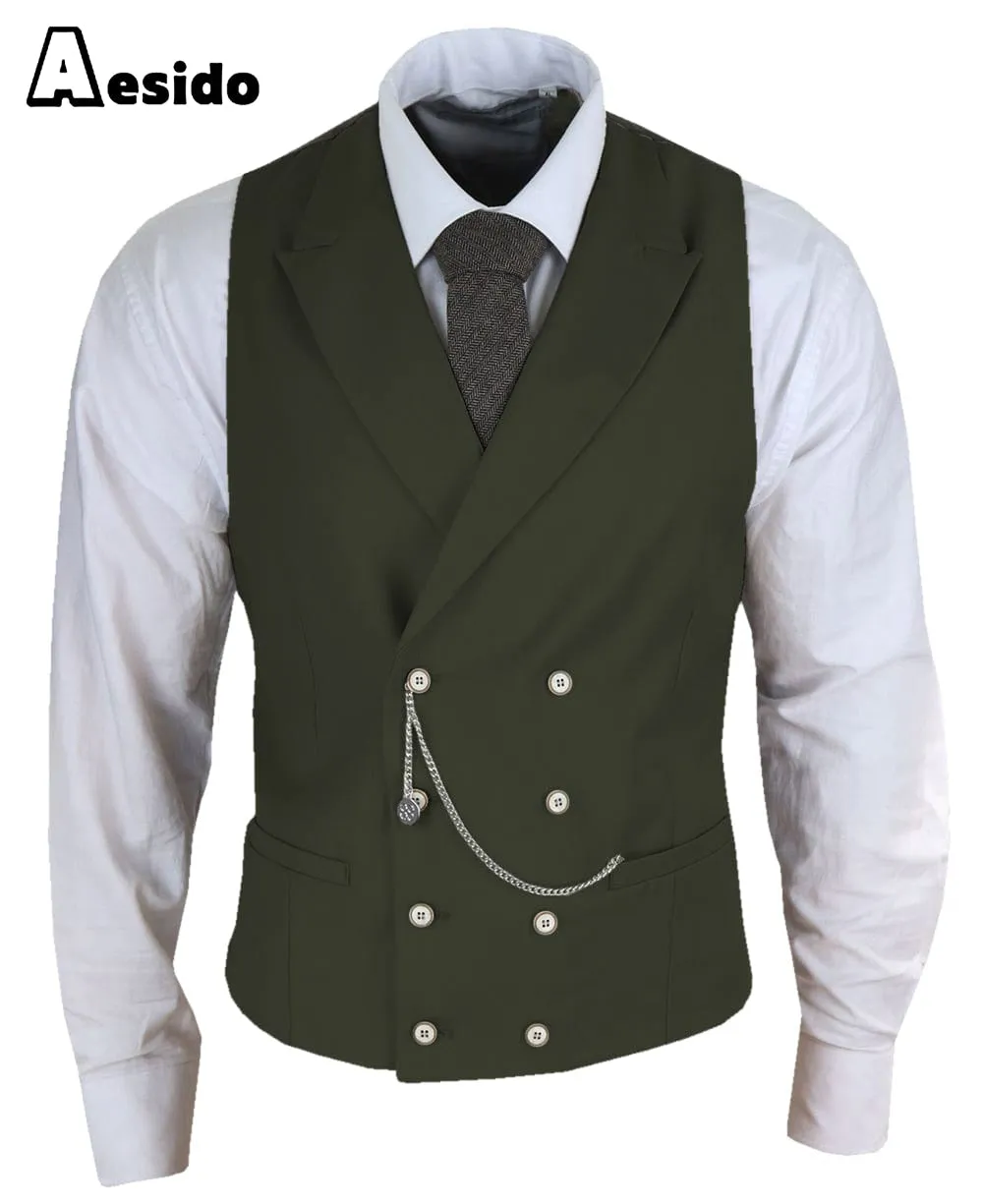 Men's Double Breasted Peak Lapel Waistcoat