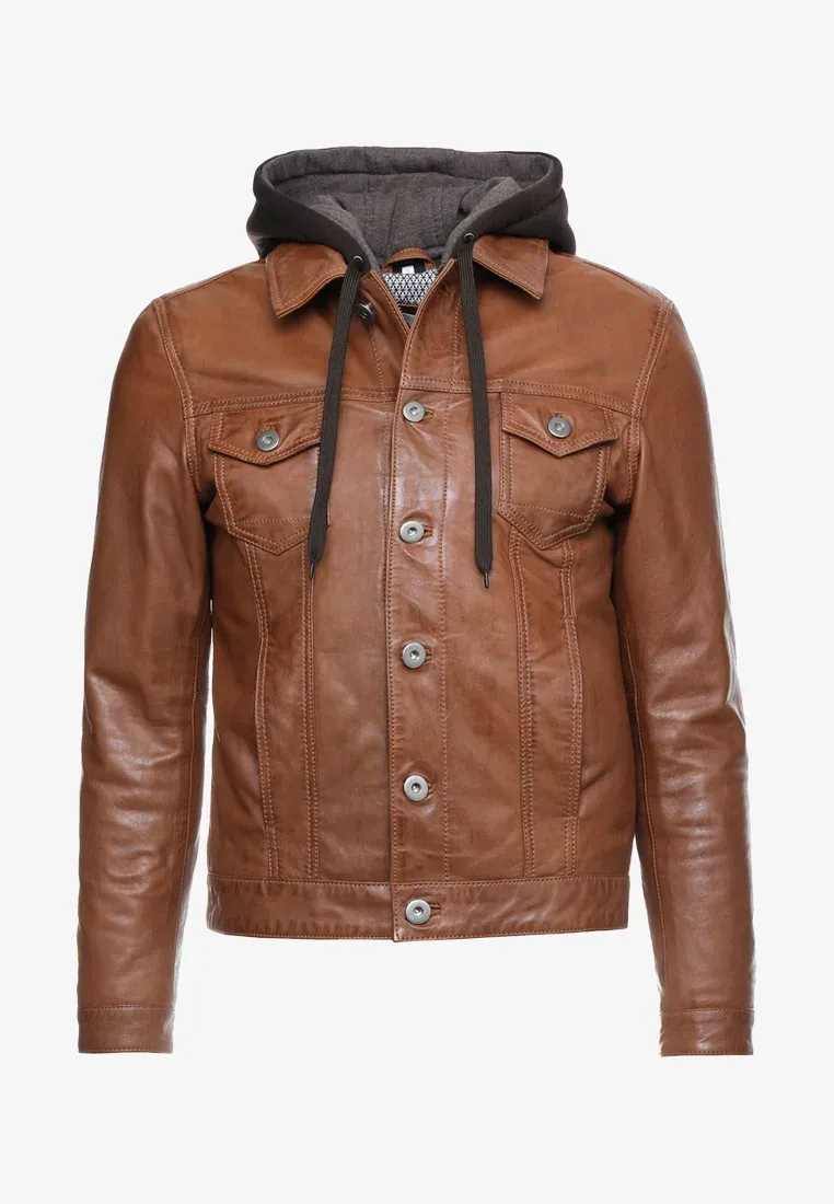 Mens Stylish Brown Leather Jacket