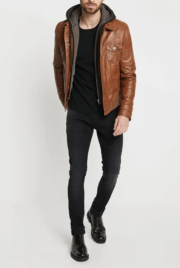 Mens Stylish Brown Leather Jacket