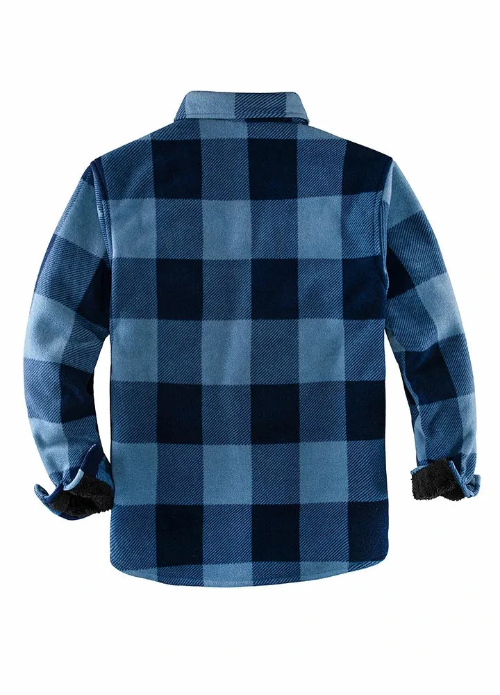 Men's Warm Sherpa Lined Plaid Shirt Jacket (Sherpa Lined Throughout)