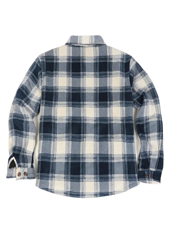 Men's Warm Sherpa Lined Plaid Shirt Jacket (Sherpa Lined Throughout)