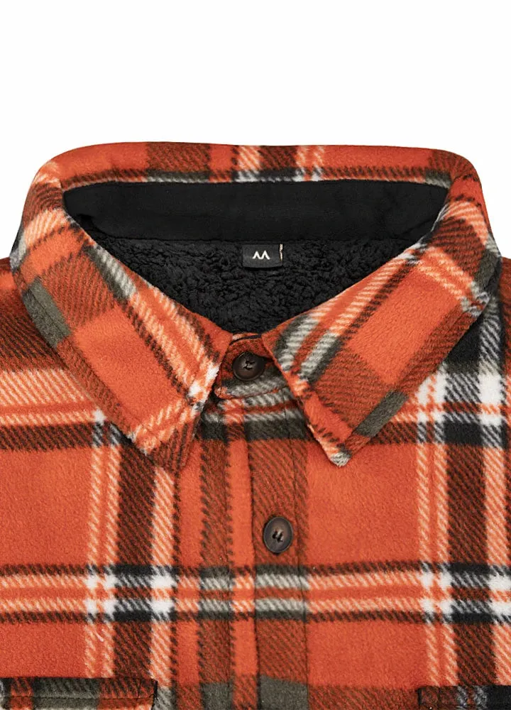 Men's Warm Sherpa Lined Plaid Shirt Jacket (Sherpa Lined Throughout)