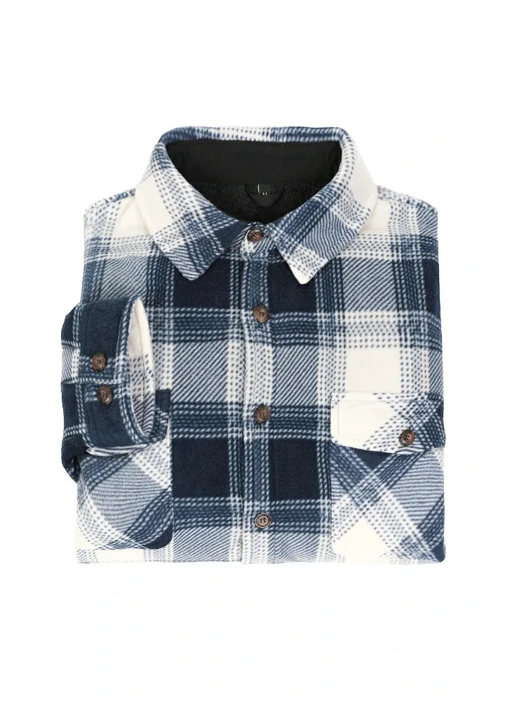 Men's Warm Sherpa Lined Plaid Shirt Jacket (Sherpa Lined Throughout)