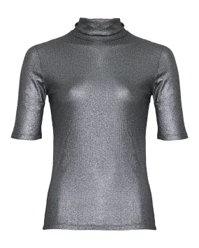 Metallic Mini Rib Turtleneck