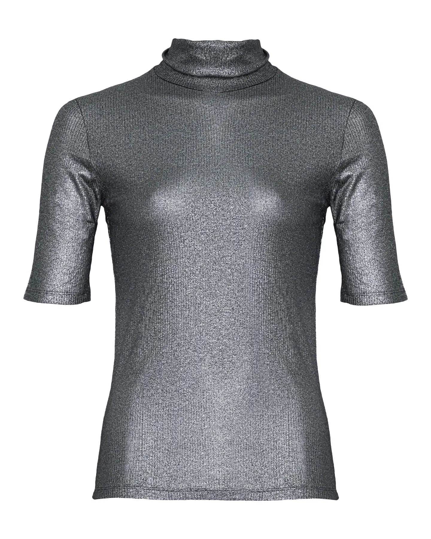 Metallic Mini Rib Turtleneck