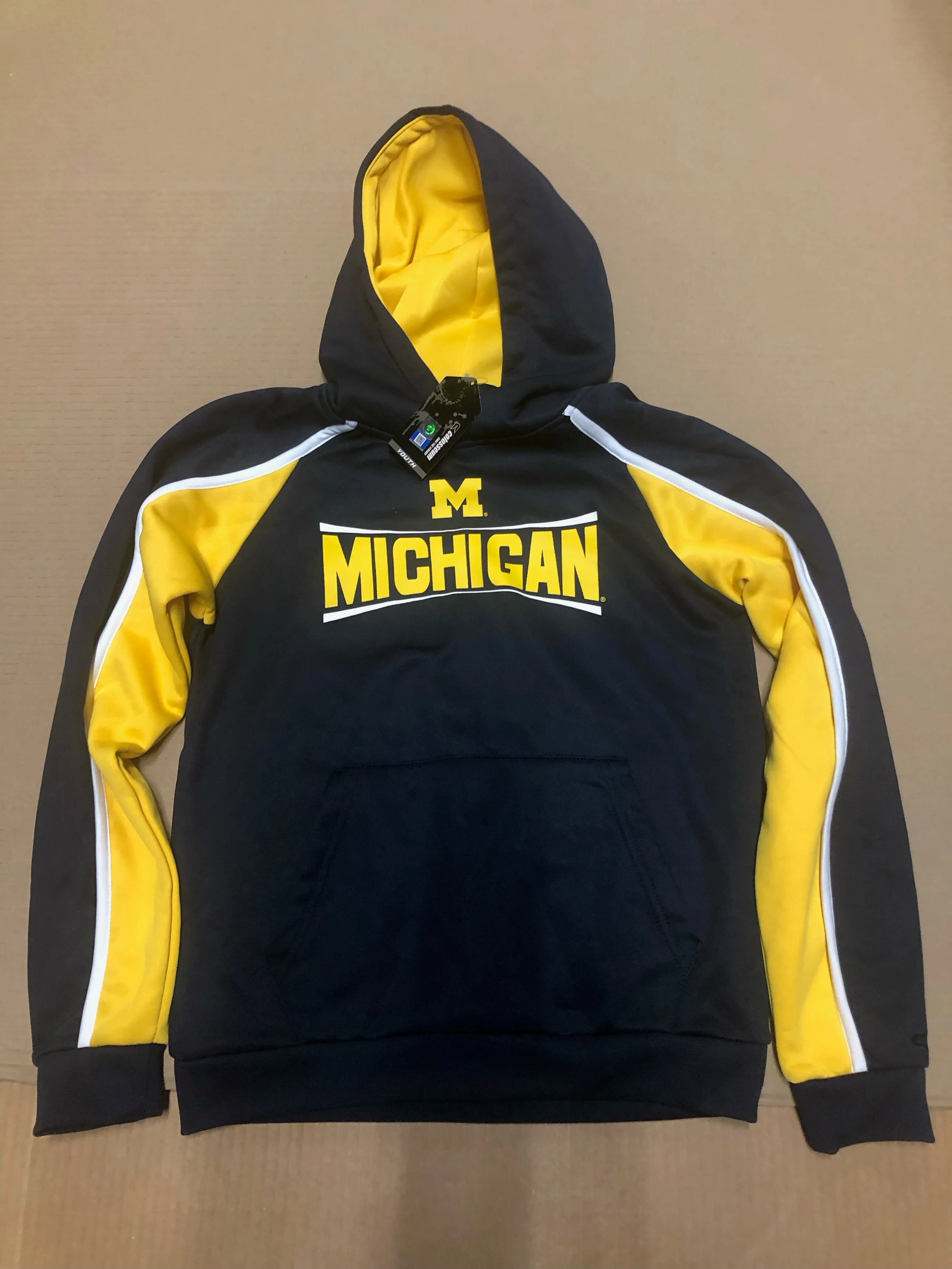 Michigan Wolverines Youth Hook and Lateral Sweatshirt Hoodie