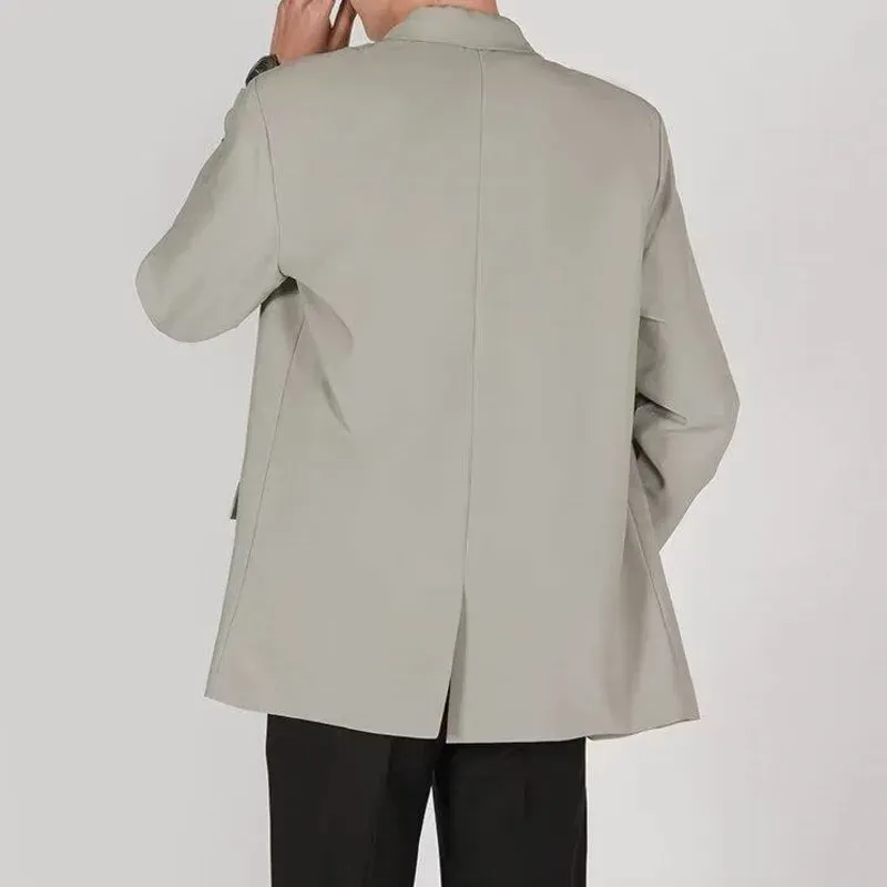 Minimalist Men's Suit Jackets Back Split Casual Single Breasted Solid Color Male Business Blazers New Simple Autumn 9C6756