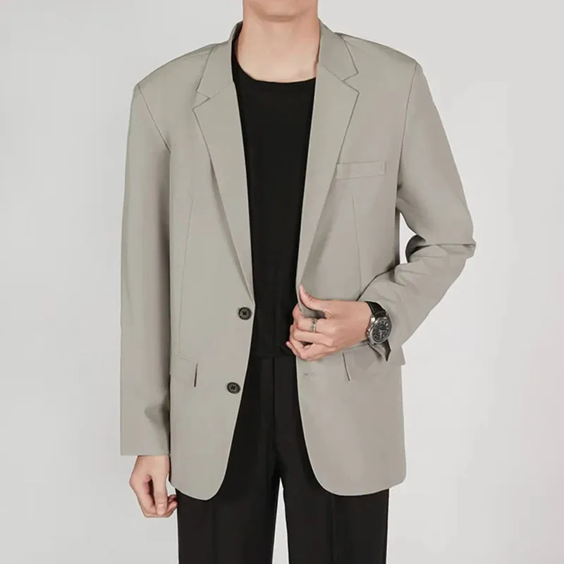 Minimalist Men's Suit Jackets Back Split Casual Single Breasted Solid Color Male Business Blazers New Simple Autumn 9C6756