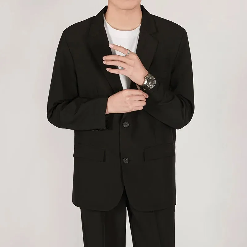 Minimalist Men's Suit Jackets Back Split Casual Single Breasted Solid Color Male Business Blazers New Simple Autumn 9C6756