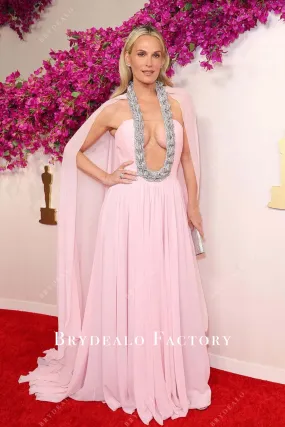 Molly Sims 2024 Oscars Red Carpet Pink Cape Dress