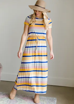 Multi Color Stretch Stripe Maxi Dress - FINAL SALE