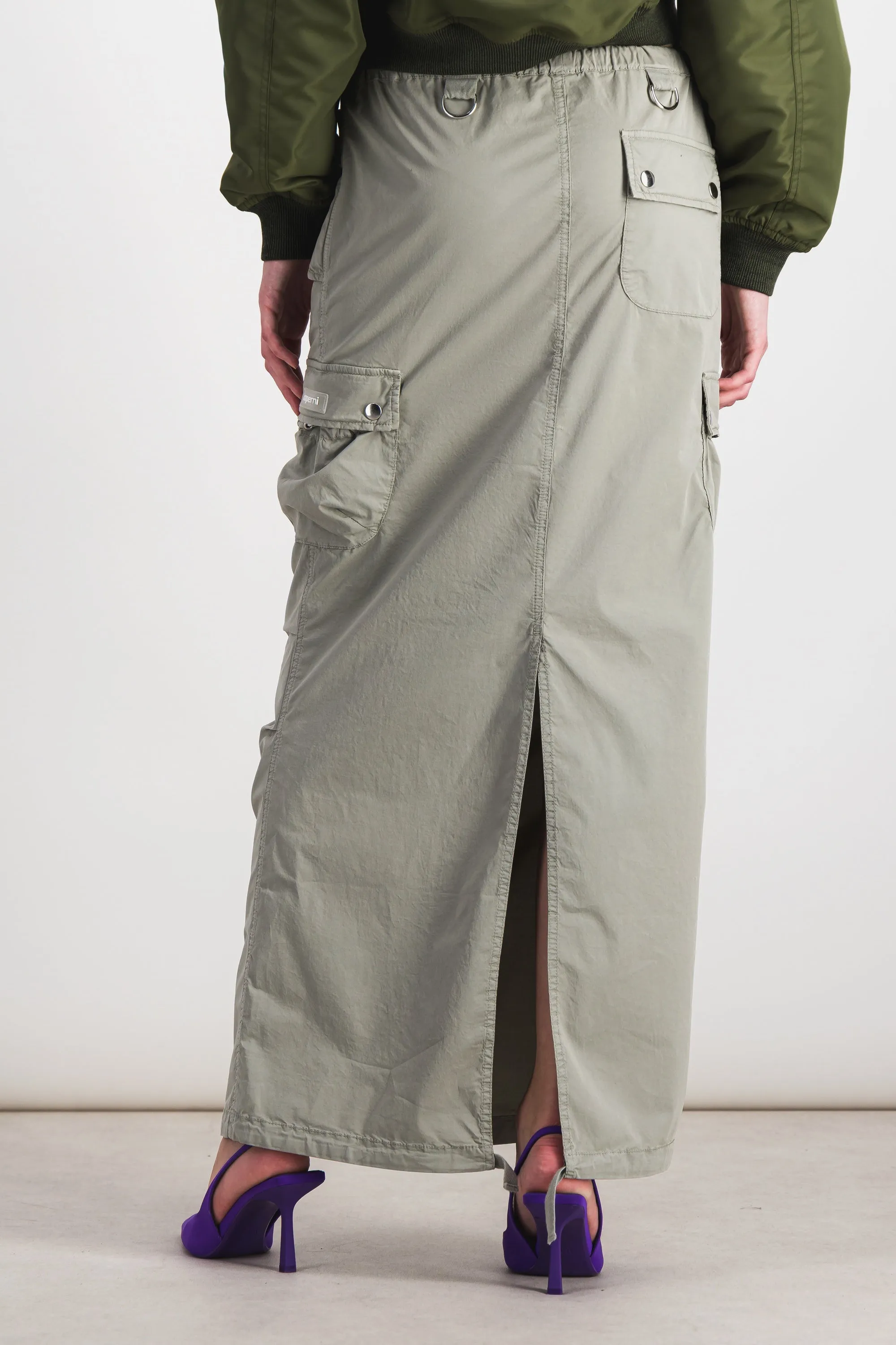 Multi-pocketed cargo maxi skirt