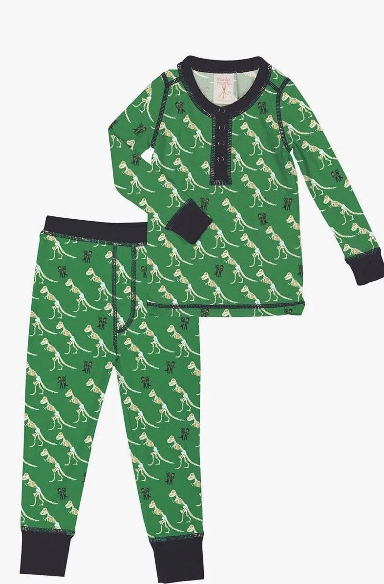 Munki munki T-Rex Kids Long Johns PJ Set