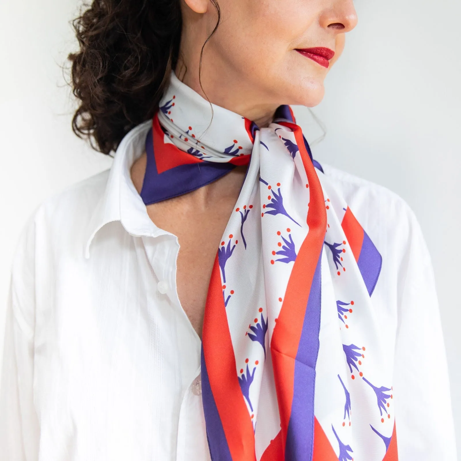 New Deco print | Red white and blue Silk Scarf