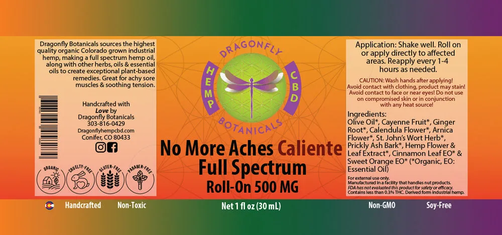 No More Aches Caliente Full Spectrum CBD Hemp oil ROLL-ON