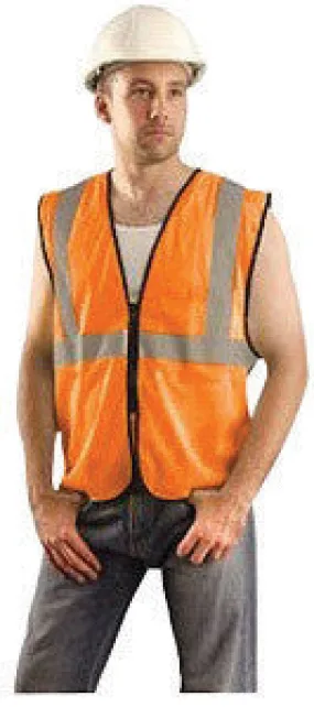 OccuNomix 4X - 5X Hi-Viz Orange Value Polyester Mesh Standard Vest With Zipper Closure And 2" Silver Reflective Tape And 1 Pocket