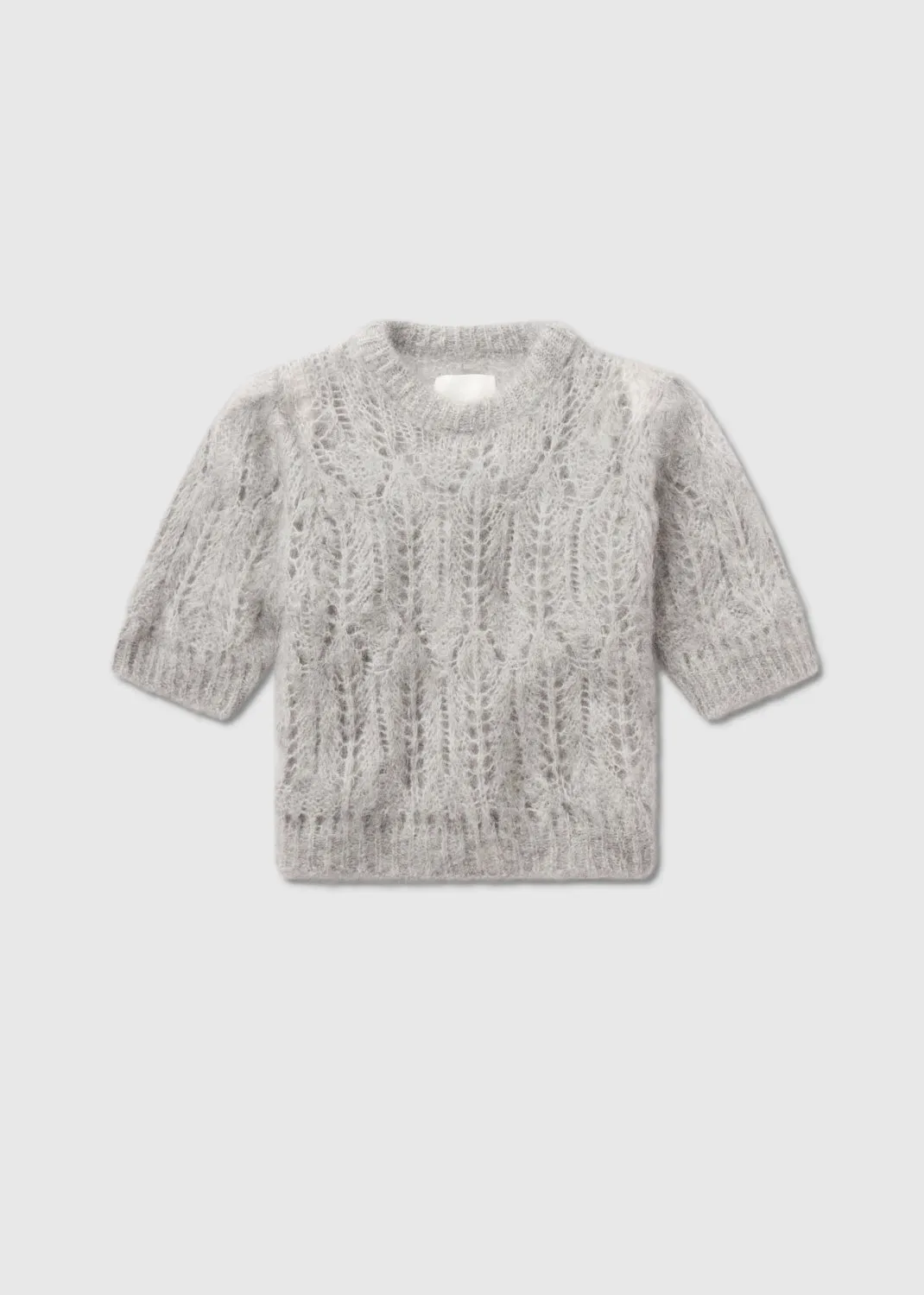 Odette Puff Sleeve Sweater in Heather Grey