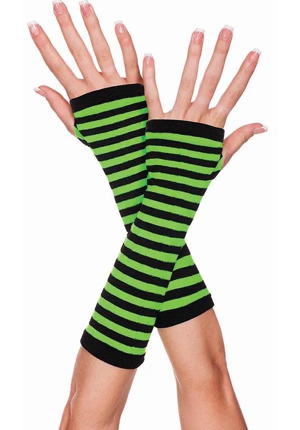 Opaque Striped [Black/Neon Green] | ARM WARMERS