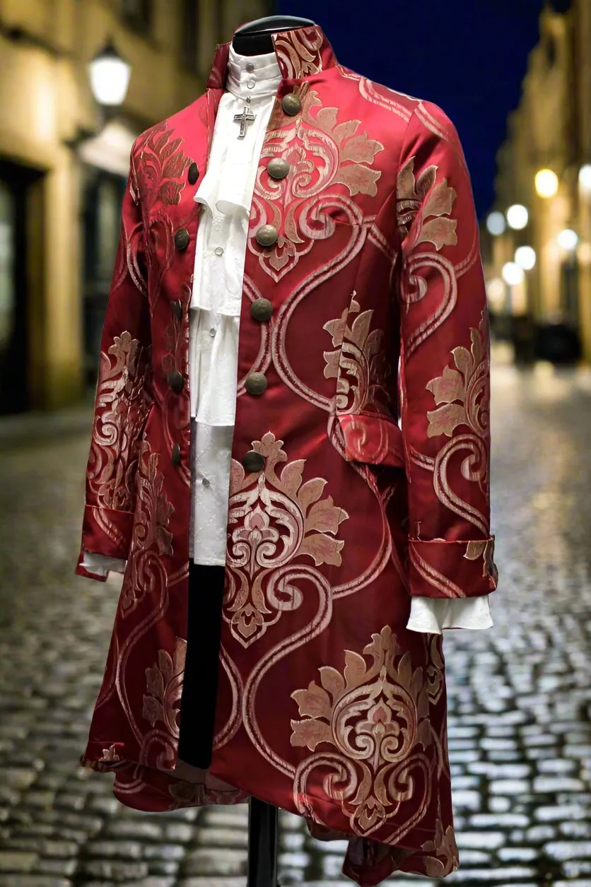 ORDER OF THE DRAGON COAT - BLOOD RED BROCADE