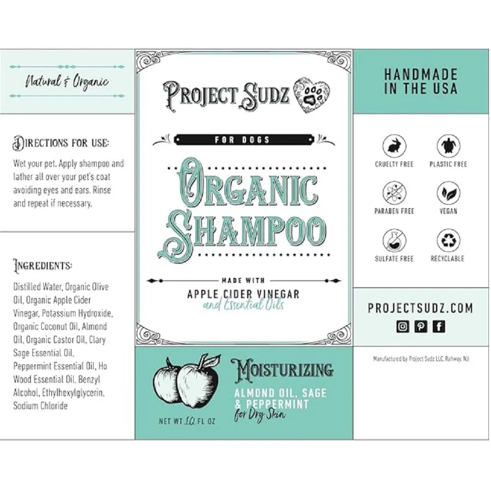 Organic Almond Oil, Sage & Peppenmint Shampoo for Dogs