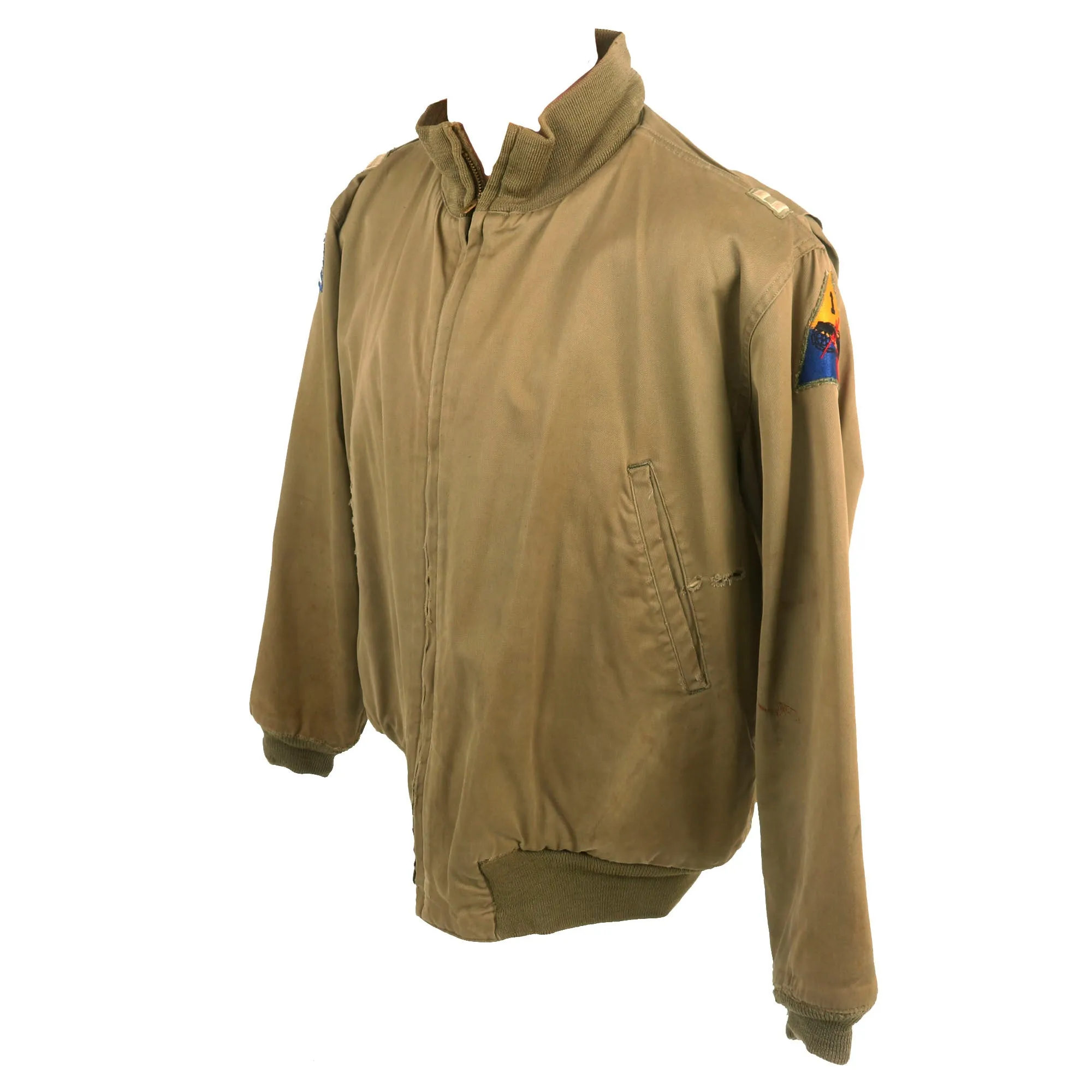 Original U.S. WWII Winter Combat “Tanker” Jacket Attributed To Captain James L. Shelby, Commanding Officer, HQ Company, 757th Tank Battalion - 1st Armored Division