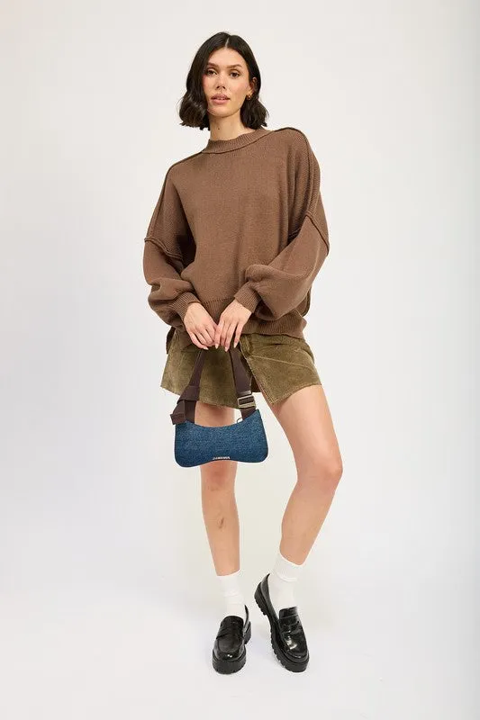 Oversized Long Sleeved Side Slit Sweater