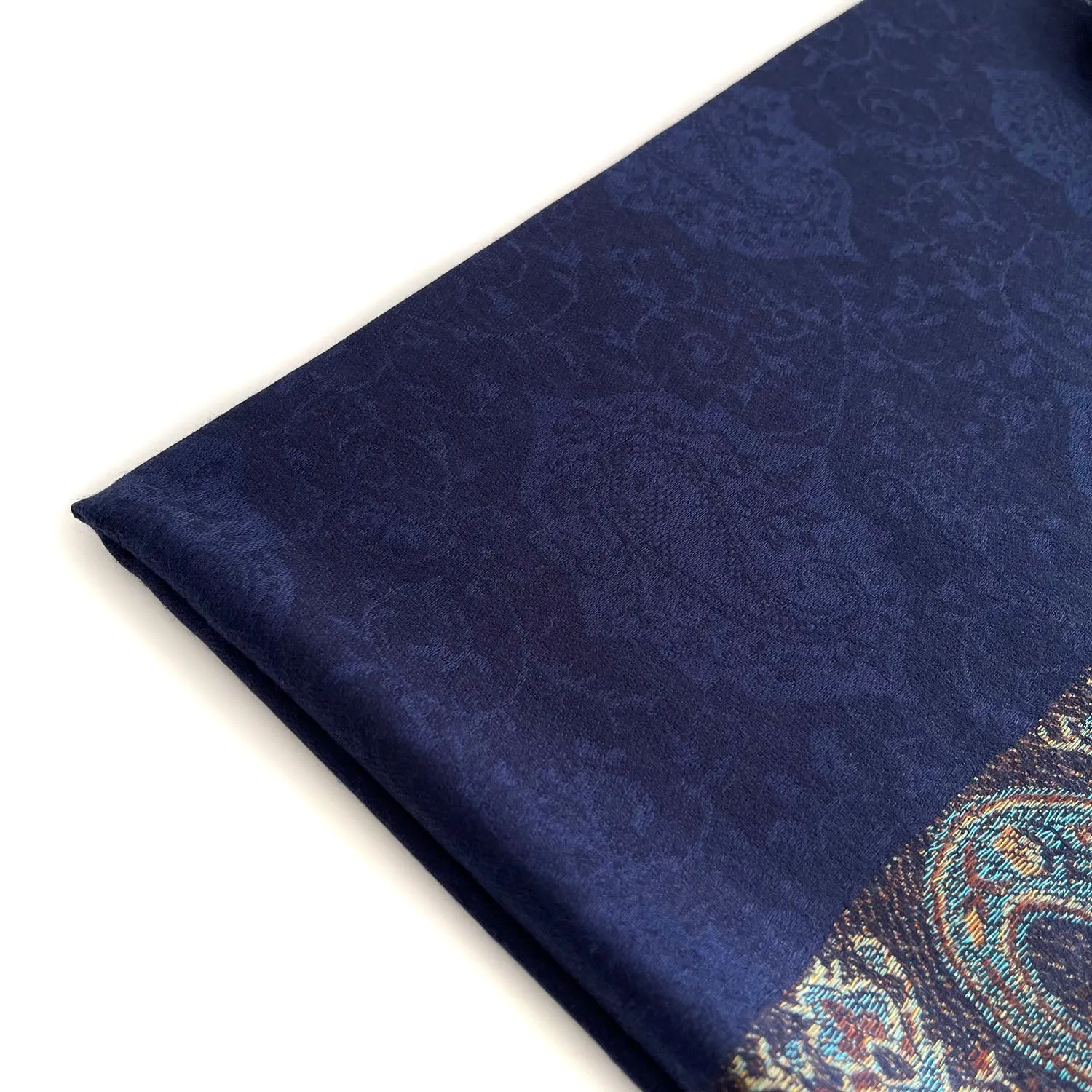 PAISLEY PRINT NAVY BLUE LIGHTWEIGHT PASHMINA SHAWL SCARF