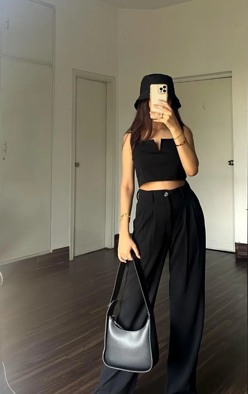 Parien Plain Straps Top and Wide Leg Pants( pre order