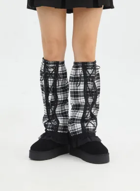 Plaid Tied Leg Warmers IN316