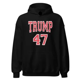 Political Hoodie Trump 47 Varsity Style Blended Cotton Ultra Soft Pullover