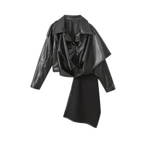 Pre Order:  Long Lapel Shawl Vegan Leather Jacket