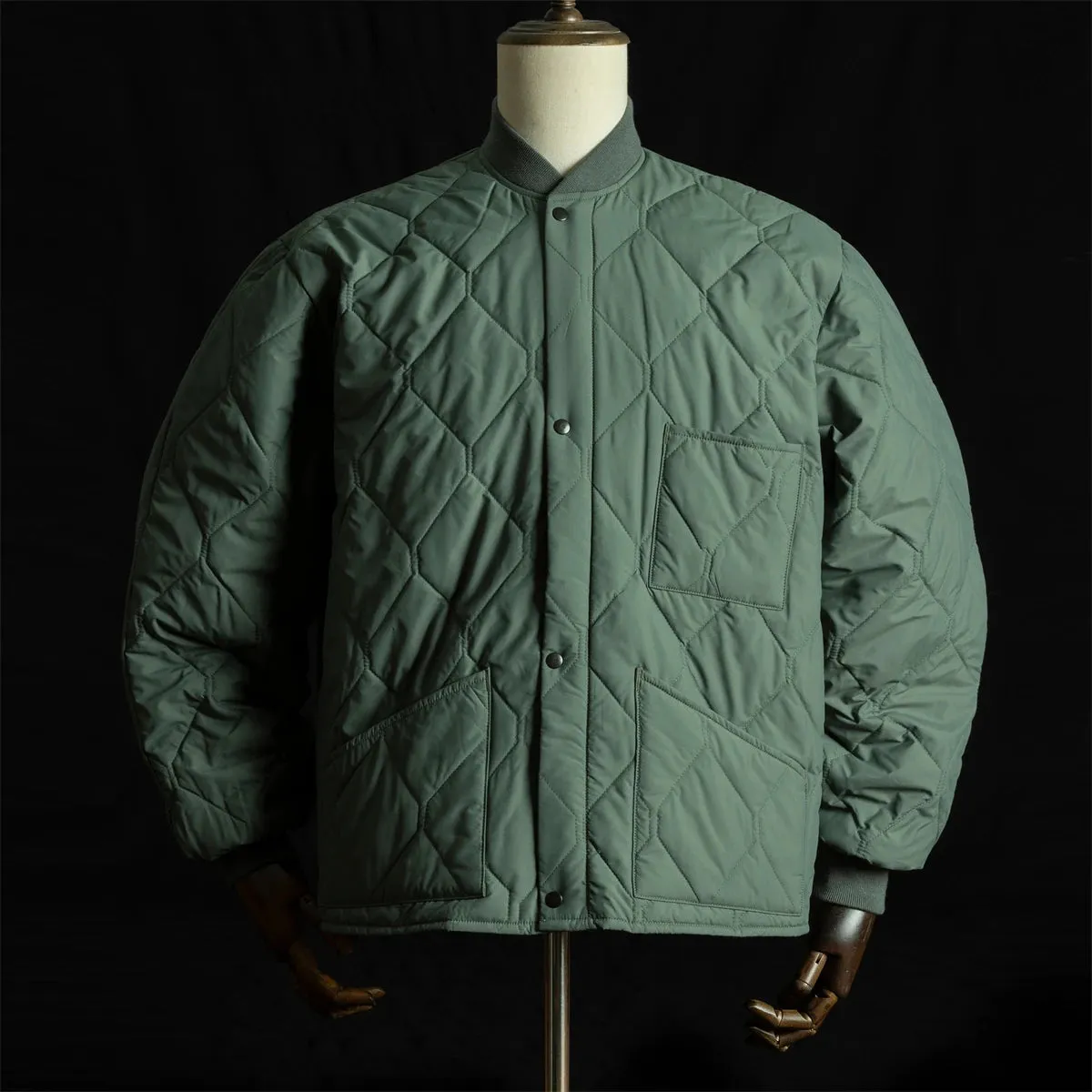 Quilted CWU 9/P Military Style Men's Liner Coat - Sage Green