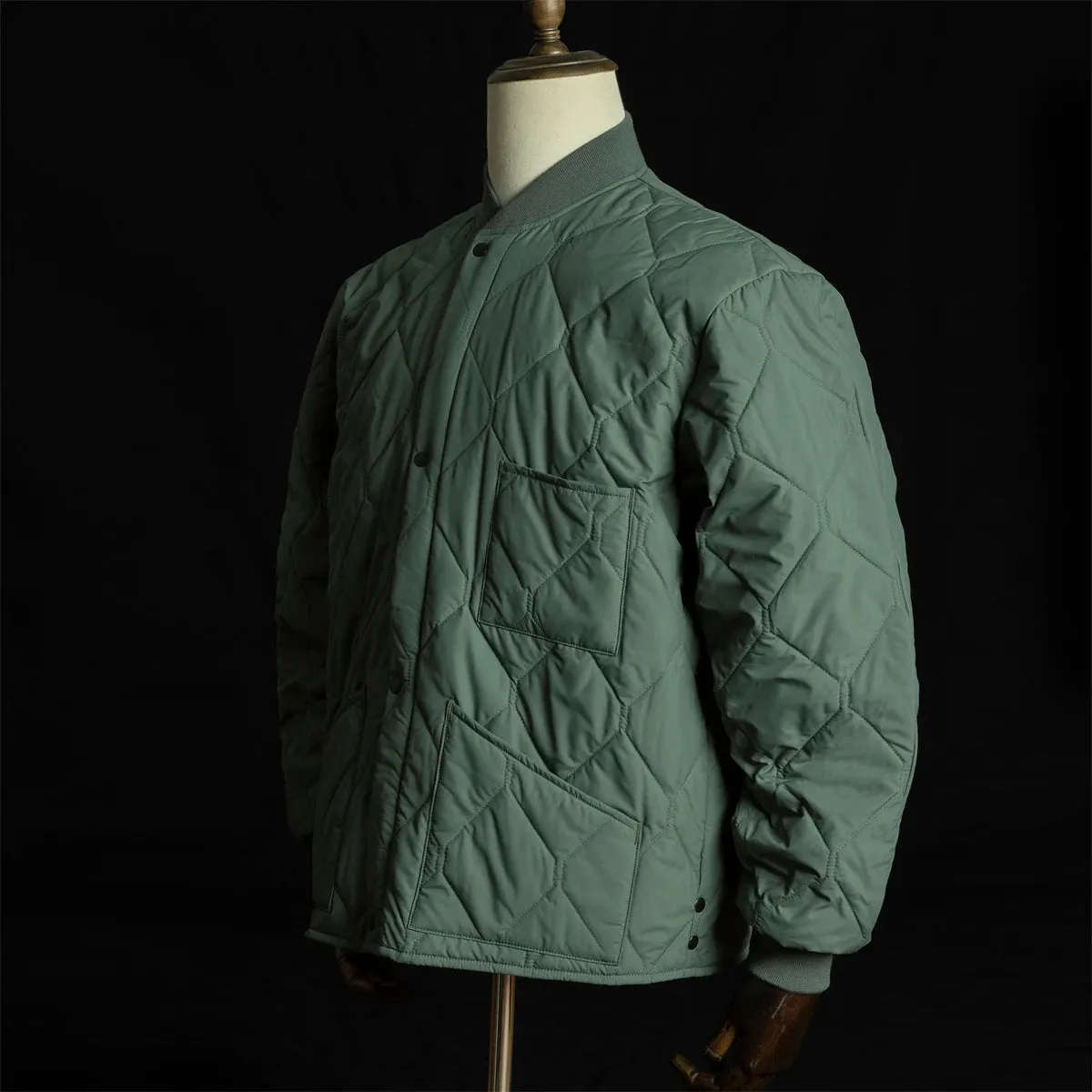 Quilted CWU 9/P Military Style Men's Liner Coat - Sage Green