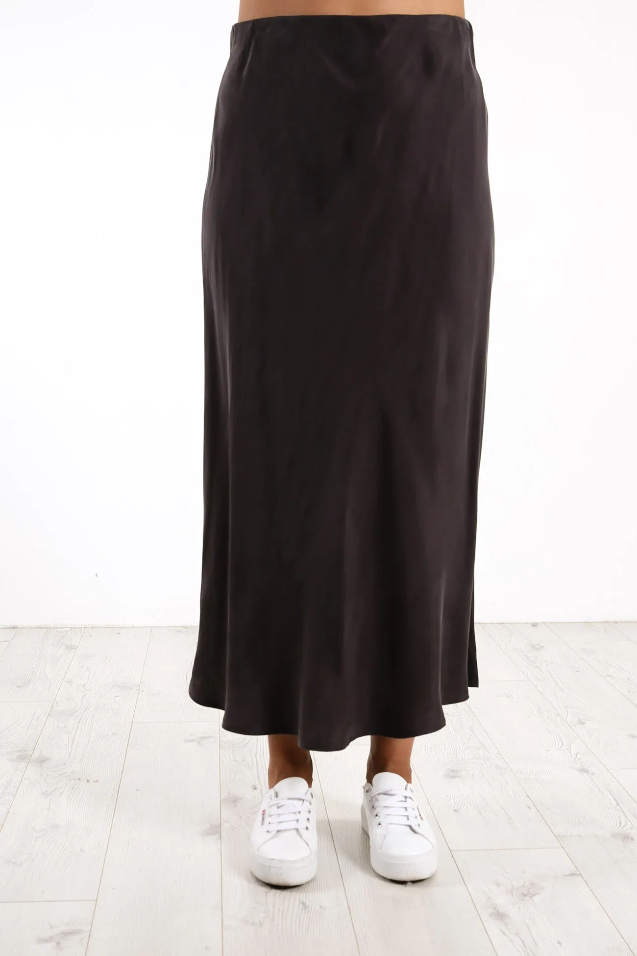 Reese Cupro Midi Skirt Coal