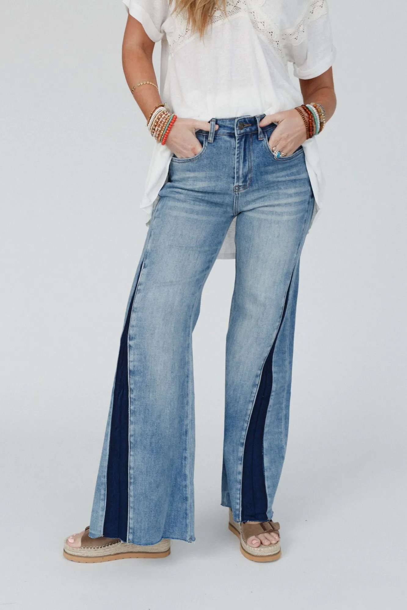 Retro Revival Wide Flare Jeans - Blue