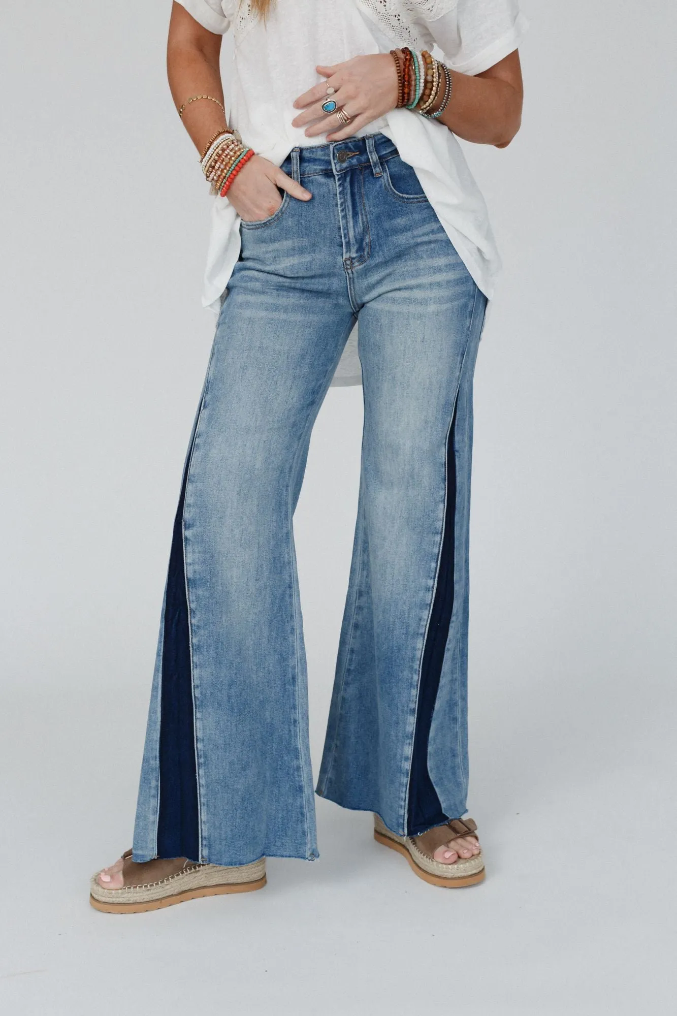 Retro Revival Wide Flare Jeans - Blue