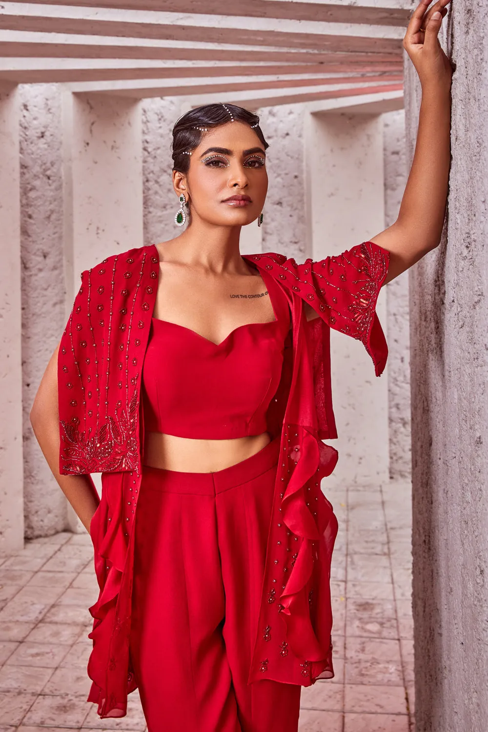 Retro Style Sharara Set with Cape