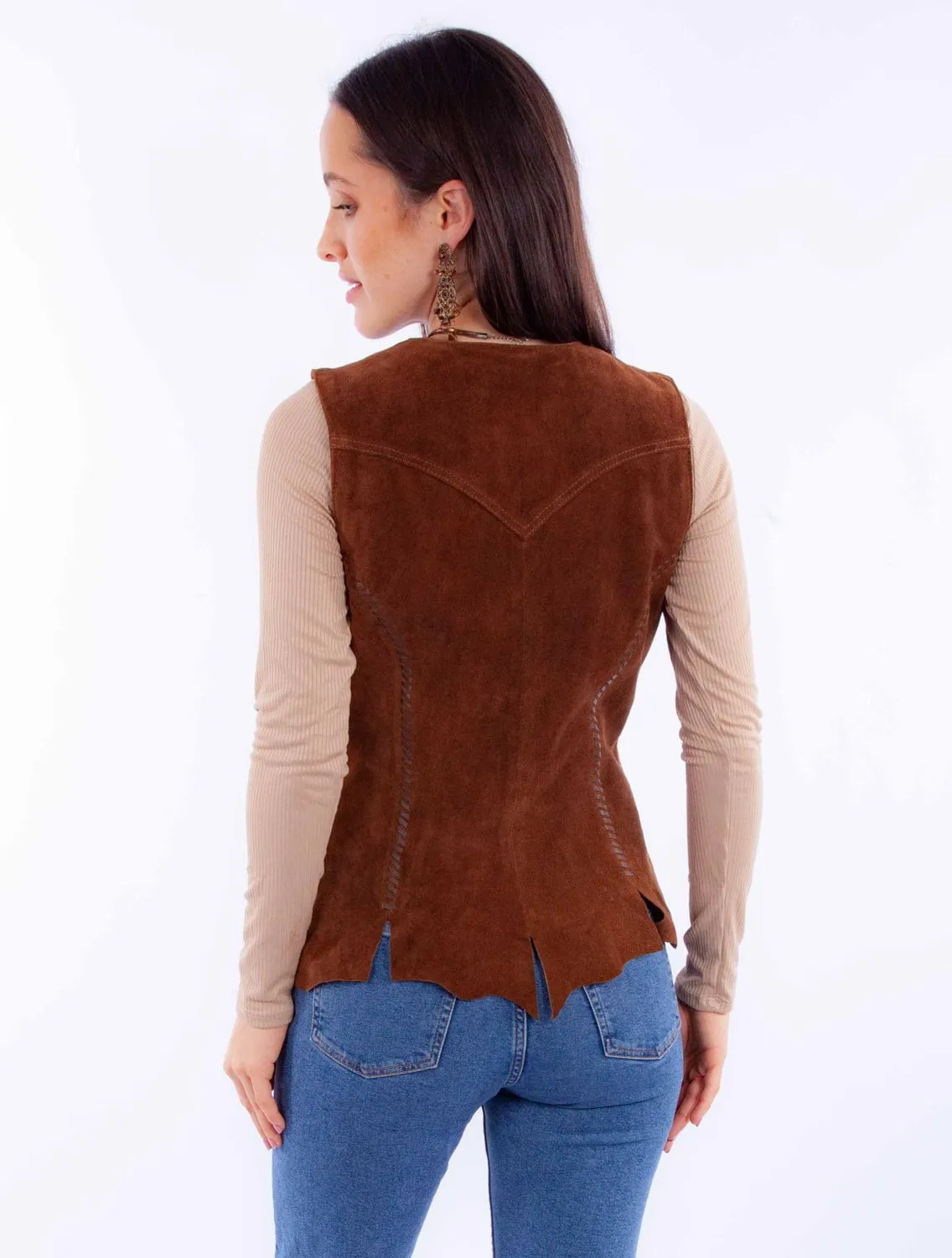 Scully Womens Snap Front Cafe Brown Leather Leather Vest