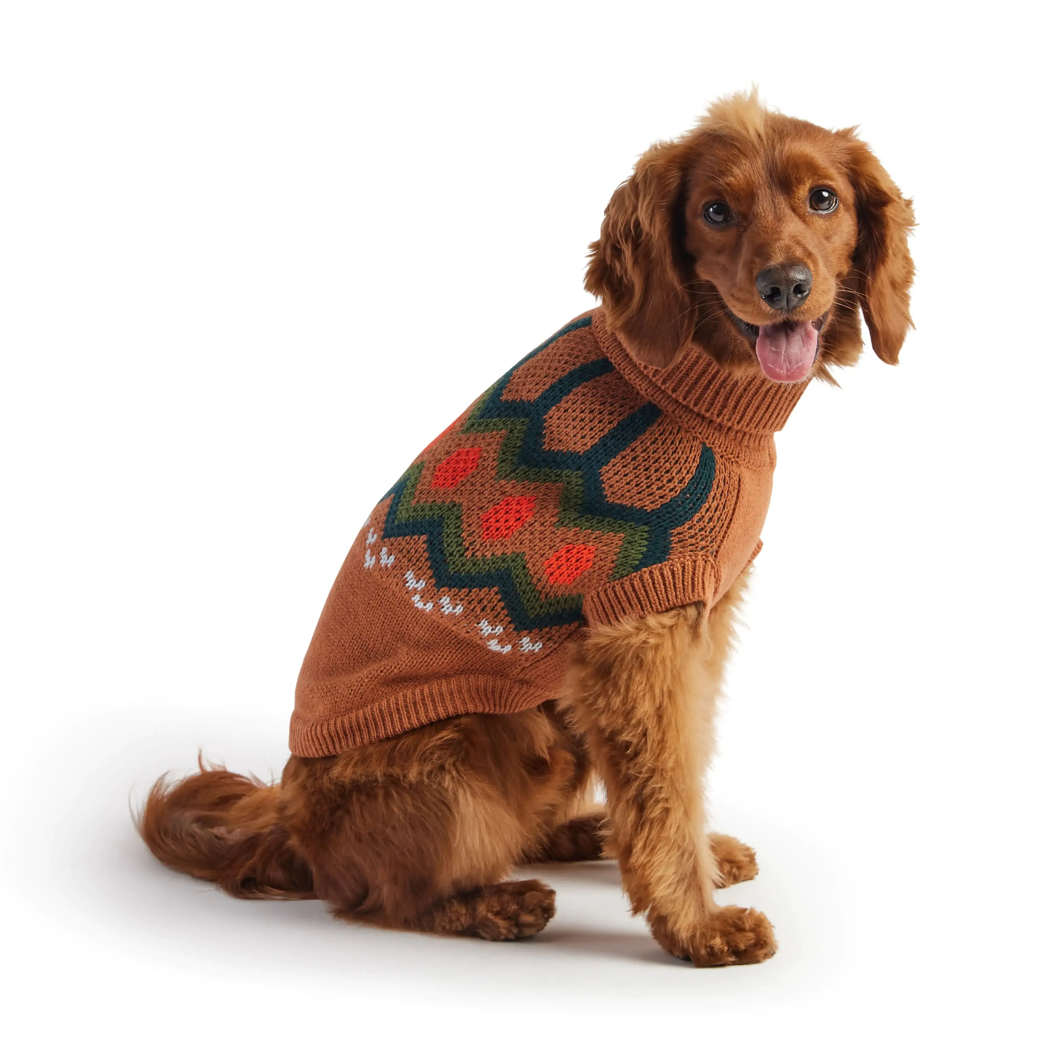 Sculpted Turtleneck Dog Sweater with Vintage Heritage Design - Hazel