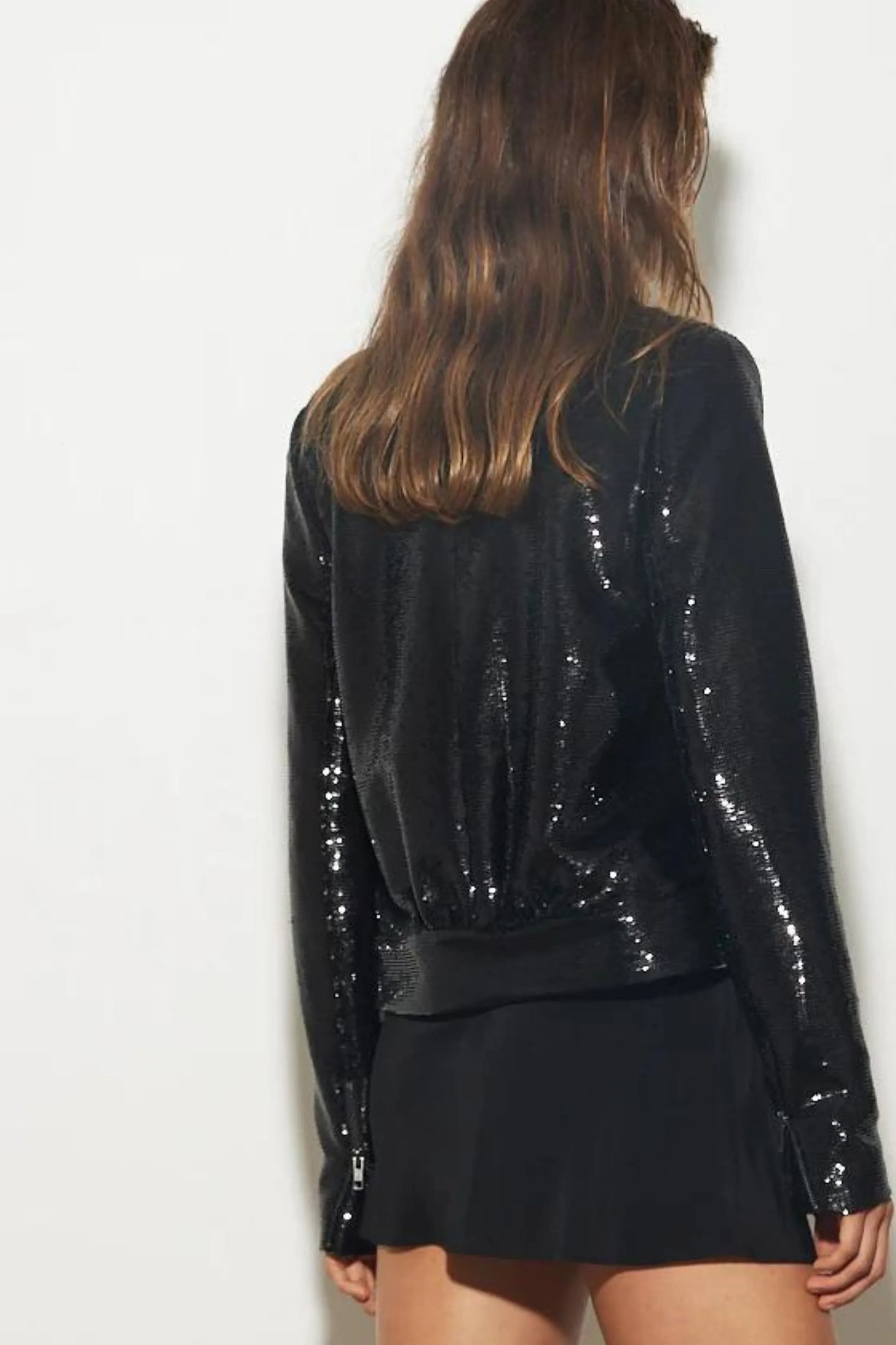 SEQUIN DINNER BOMBER BLACK