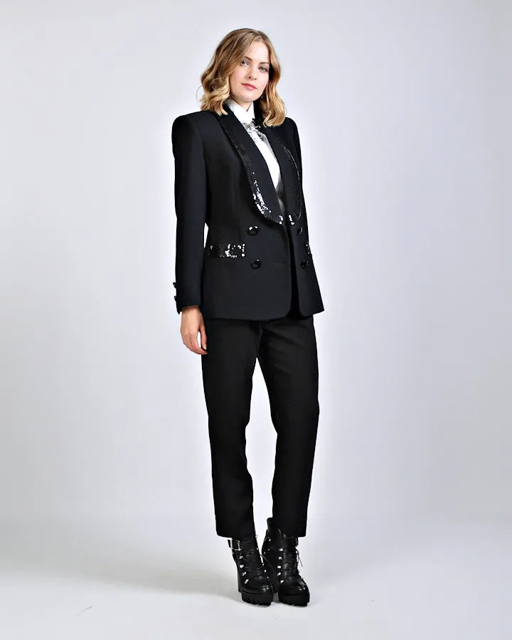 Sequin Wool Tuxedo Jacket