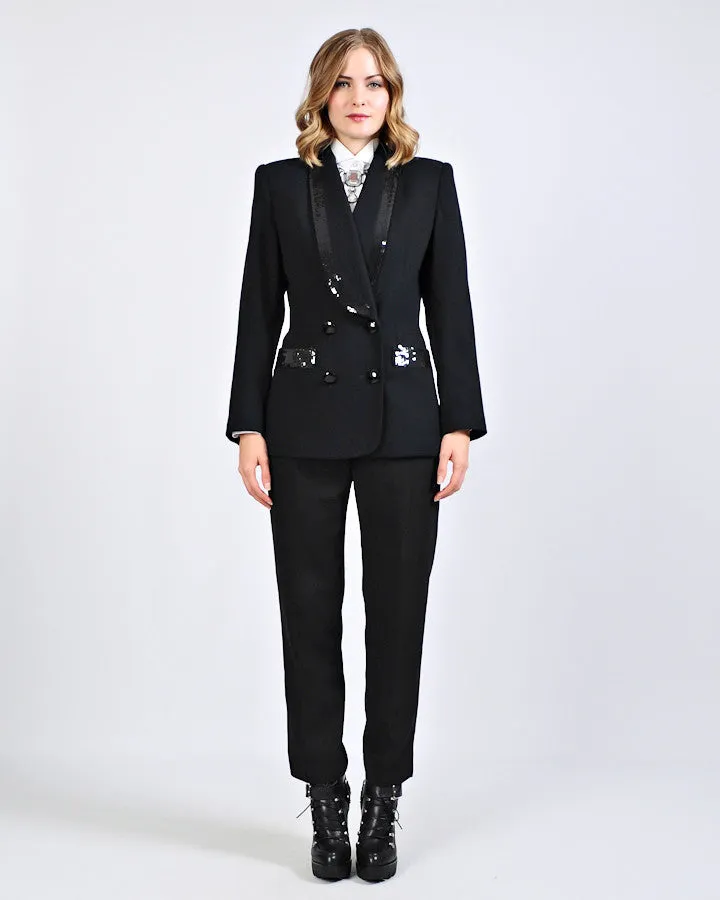 Sequin Wool Tuxedo Jacket