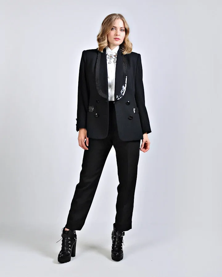 Sequin Wool Tuxedo Jacket