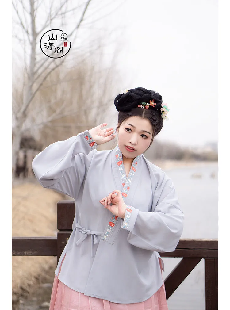 Shancha Hua 山茶花 Camellia Wreath Early Ming Plus Size Embroidered Jiaoling Yuanling Ao Shirt