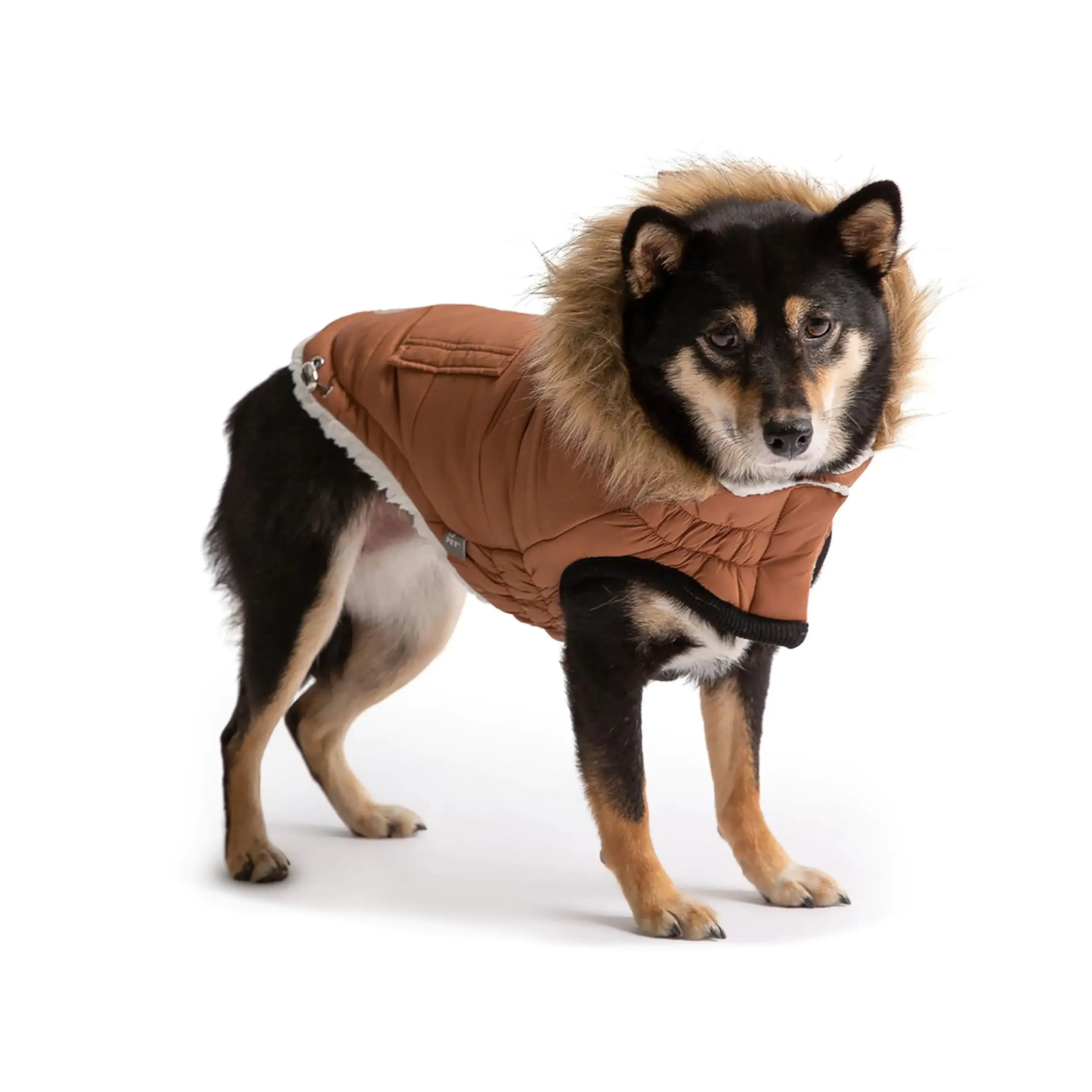 Sherpa-Lined Urban Parka - Caramel. Dog Coat. Water Resistant.