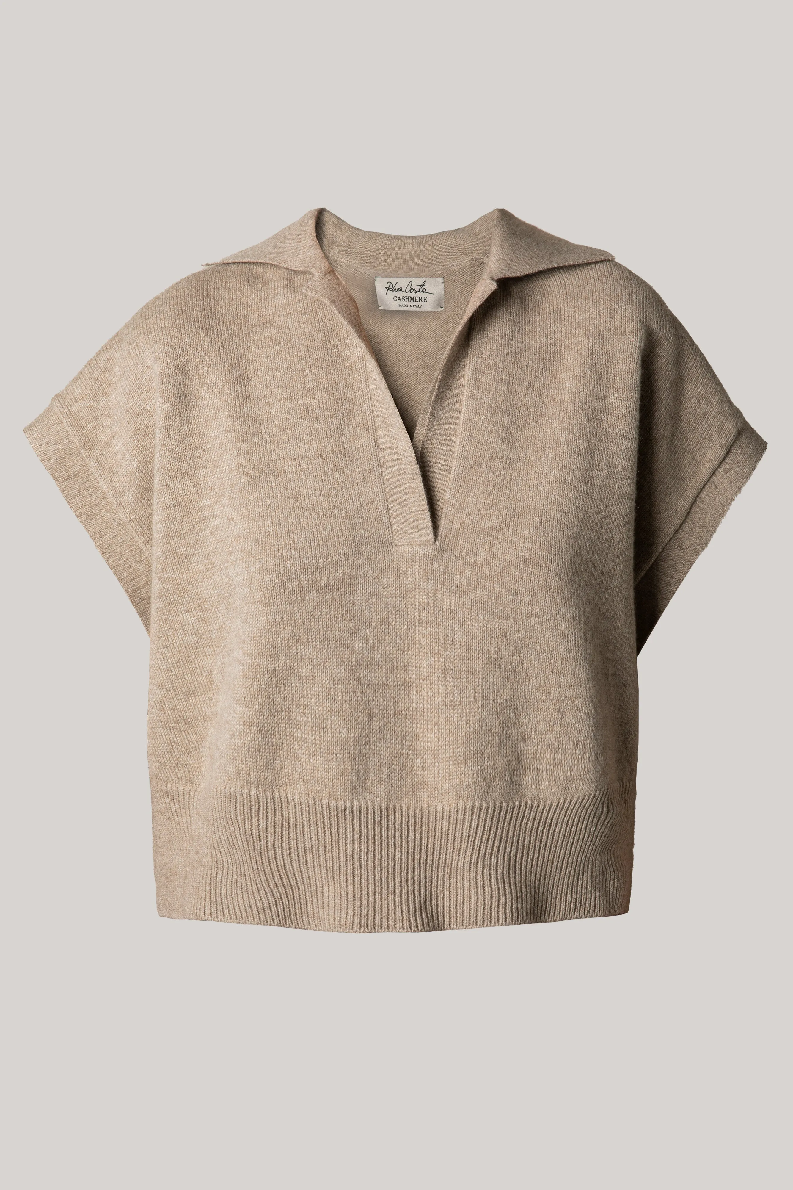 Shiya V-Neck Cashmere Sweater Vest In Sesame