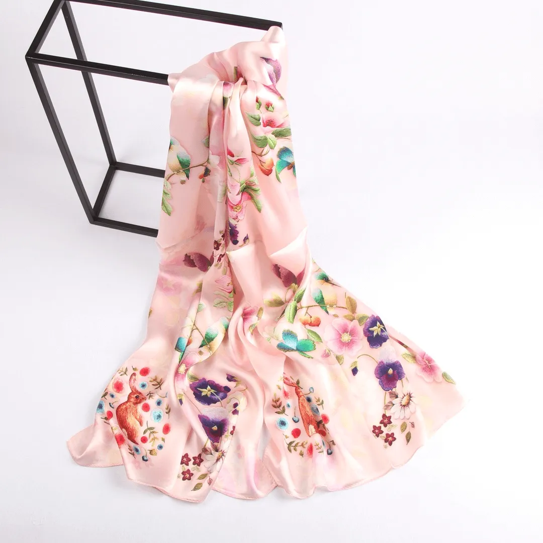 Silk Scarf Collections|Blossom Range|Garden Bliss|Cream|Long Silk Scarf