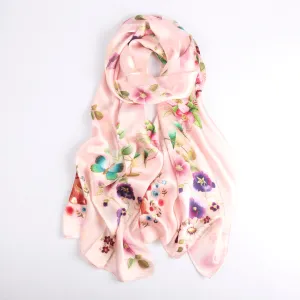 Silk Scarf Collections|Blossom Range|Garden Bliss|Cream|Long Silk Scarf